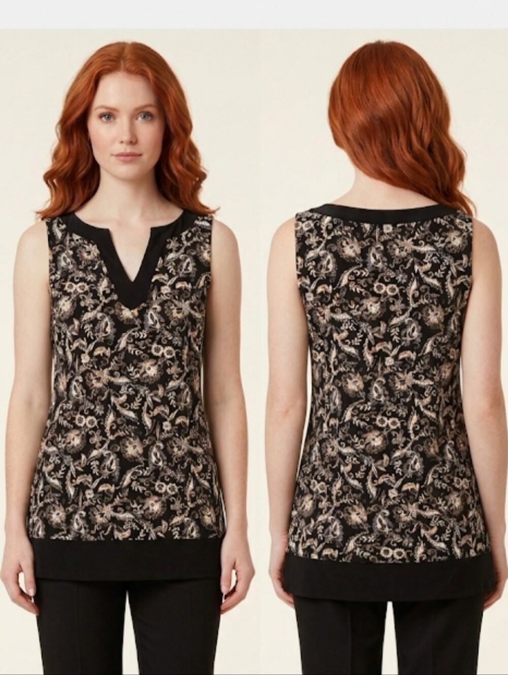 WHBM NWT tunic top  XS b/w floral White House 8